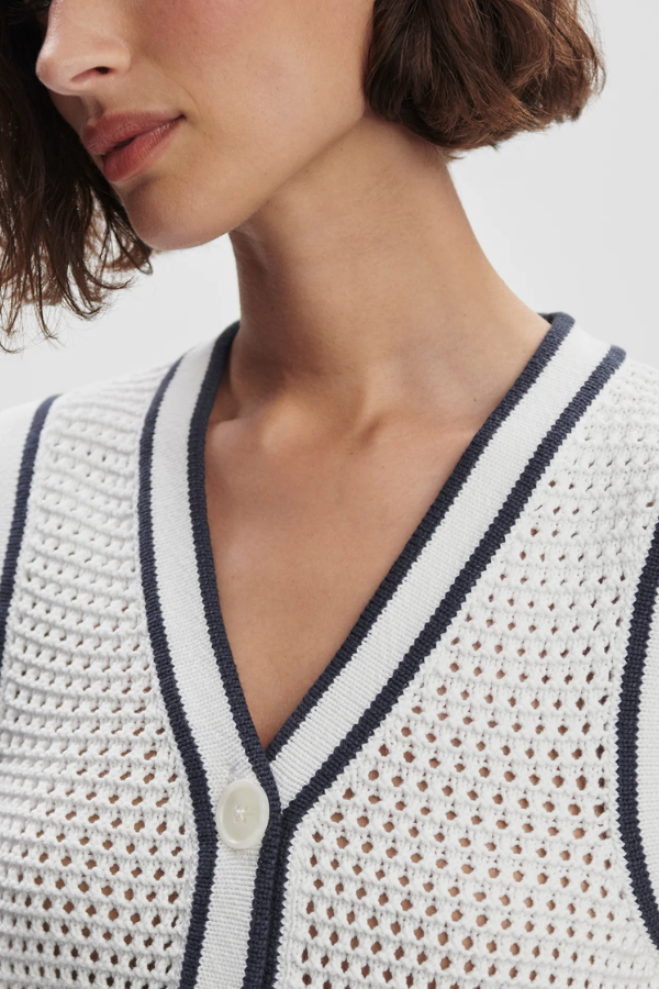 Leilani V-Neck Tank-White/Blue Nights