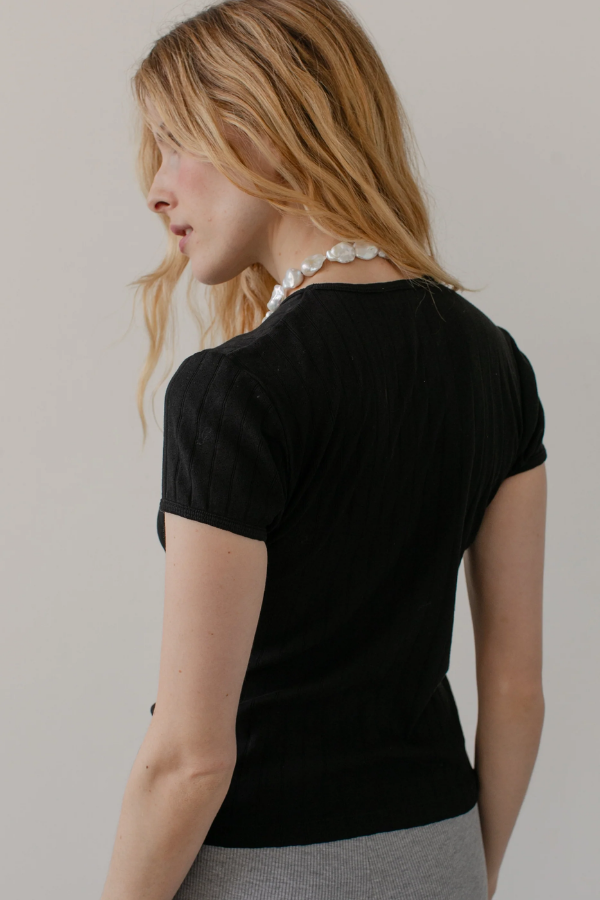 The Pointelle Baby Tee-Jet