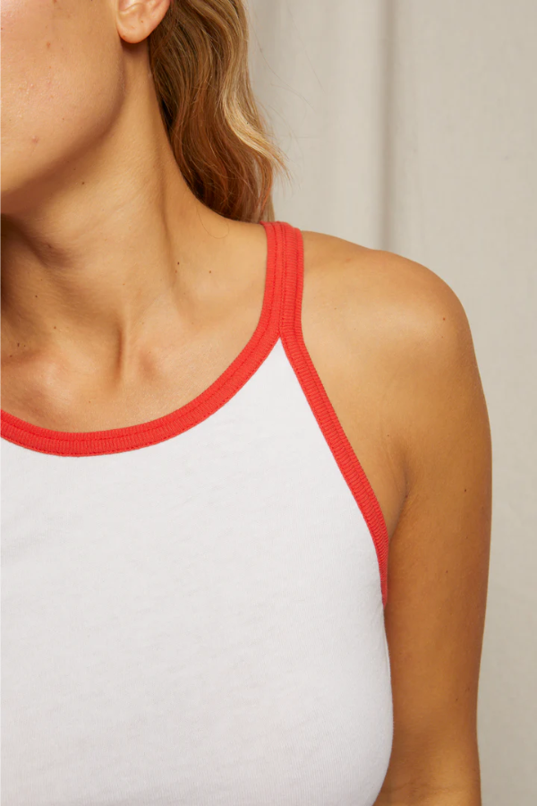 Shea Athletic Tank - White/Poppy