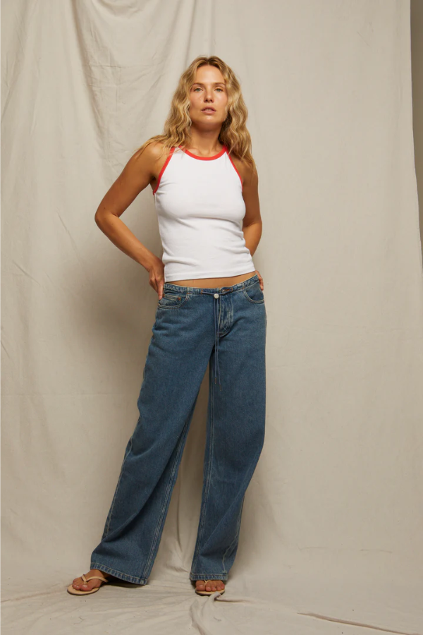 Shea Athletic Tank - White/Poppy