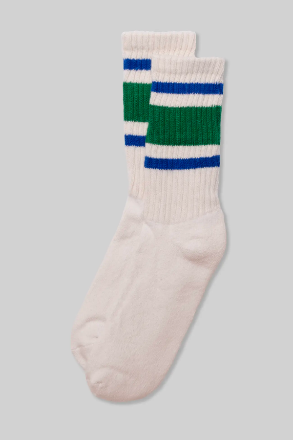 Retro Stripe Socks- Green/Royal