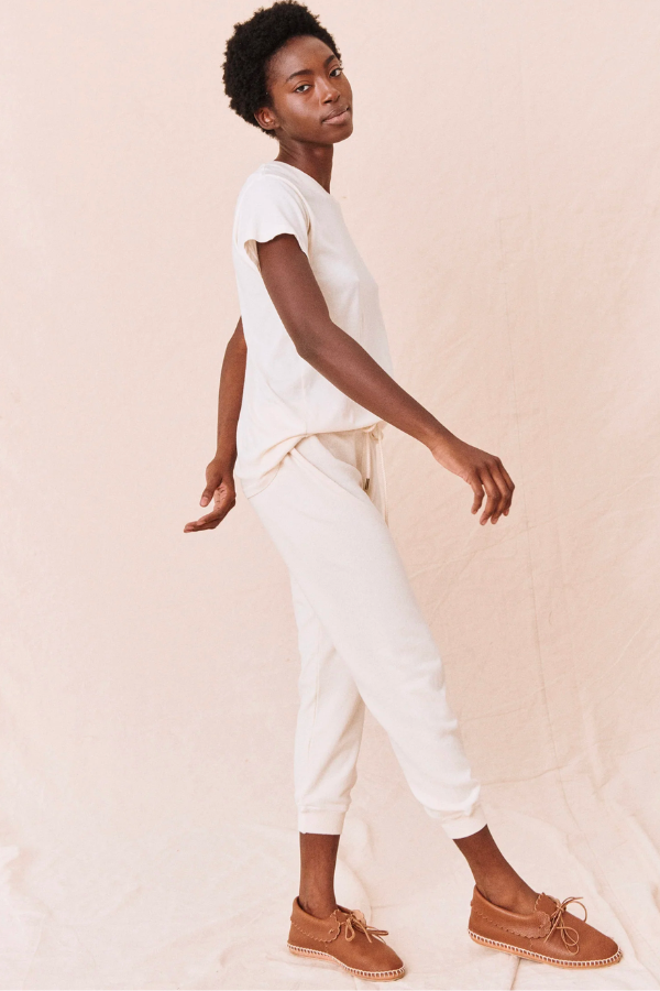 The Cropped Sweatpant- Washed White