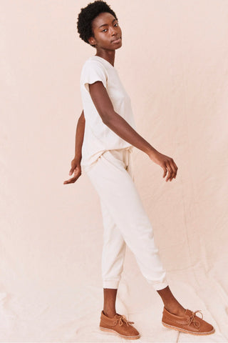 The Cropped Sweatpant- Washed White