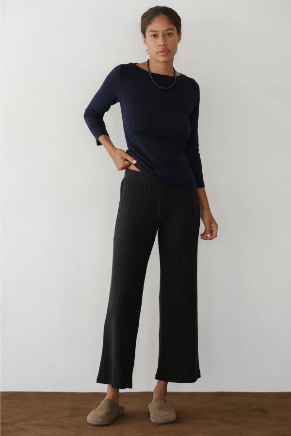 Sweater Rib Kick Flare - Jet
