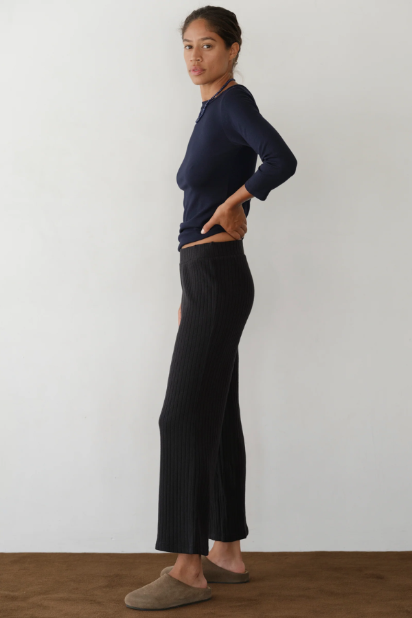 Sweater Rib Kick Flare - Jet