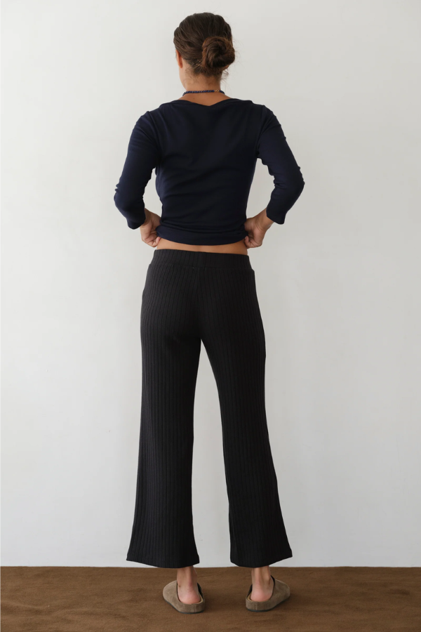Sweater Rib Kick Flare - Jet