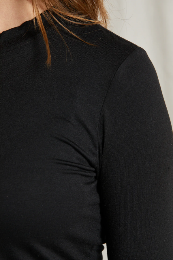 Dionne - 90's Jersey Long Sleeve Baby Tee - True Black