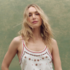 The Beaded Slim Tank-Washed White