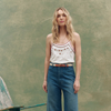 The Beaded Slim Tank-Washed White