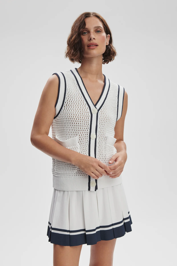 Leilani V-Neck Tank-White/Blue Nights