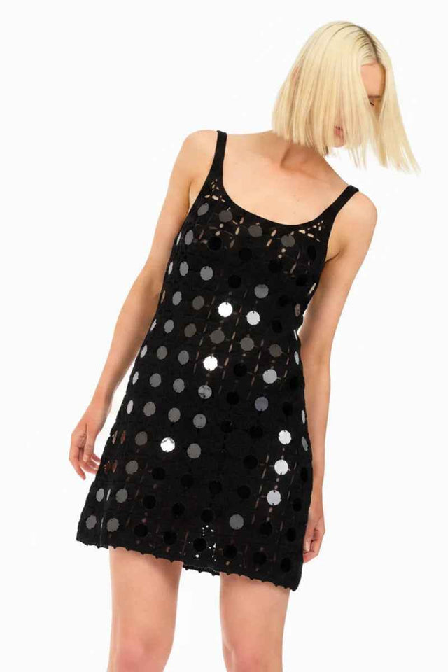 Gypset Crochet Mirrored Dress in Black