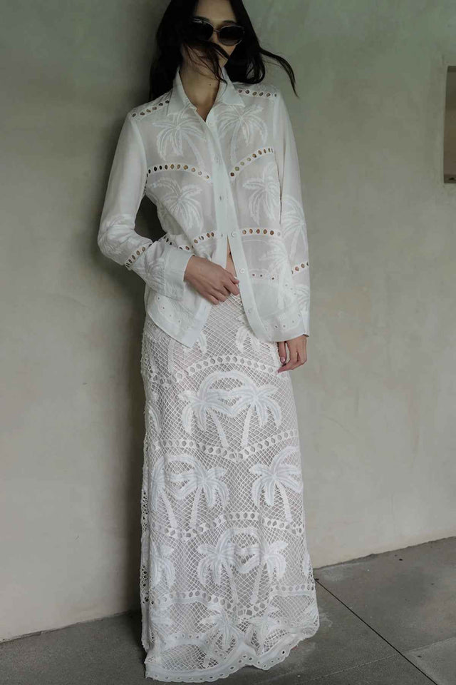 Ex Boyfriend Shirt- White Bohemian Palms