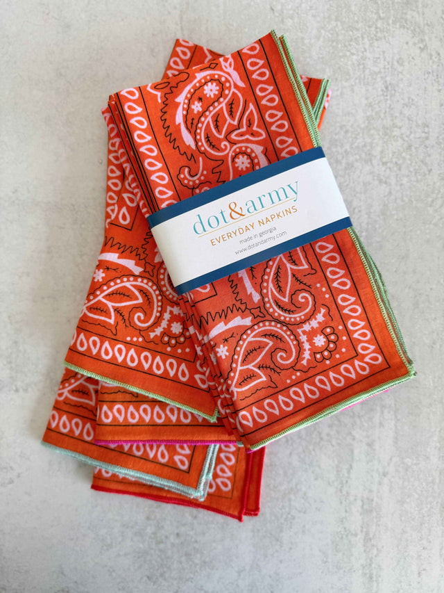Bandana Cloth Napkins, set of four: White