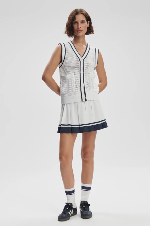 Leilani V-Neck Tank-White/Blue Nights