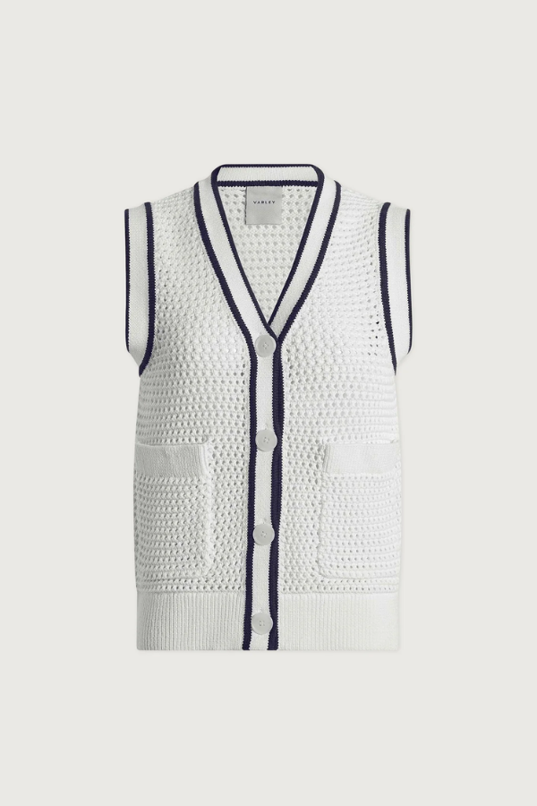 Leilani V-Neck Tank-White/Blue Nights
