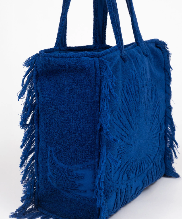 Terry Tote Beach Bag-Deep Blue