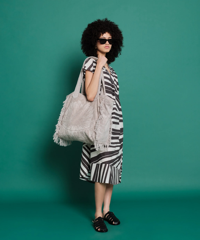 Terry Tote Beach Bag-Greige