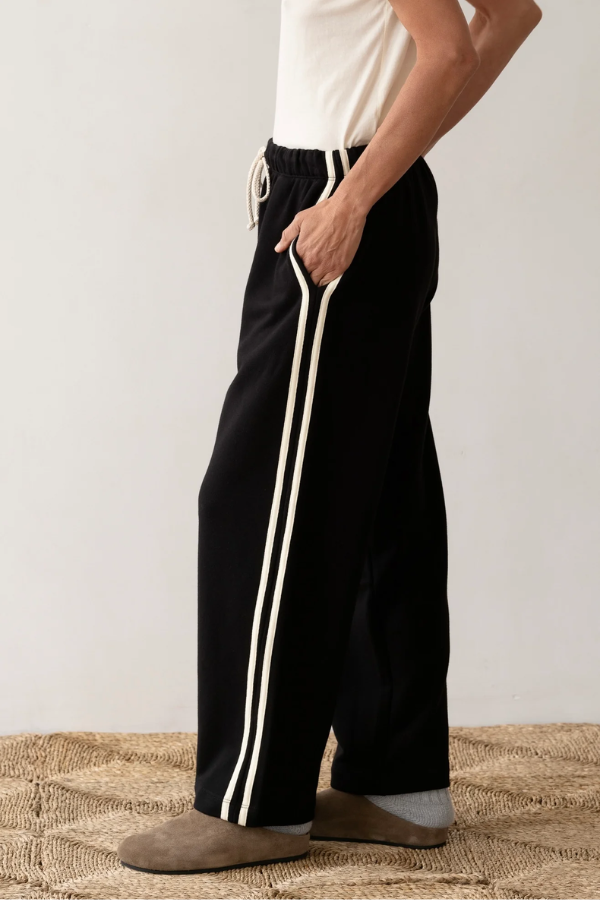 Eco-Terry Stripe Crop Pant - Jet