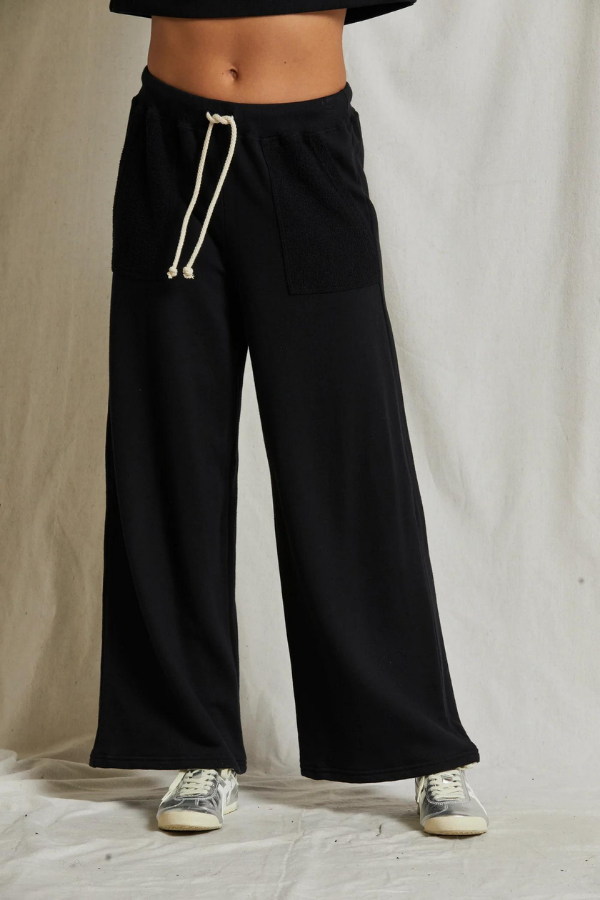 Rosanna French Terry Reverse Pocket Pant - True Black