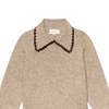 The Crochet Collar Pullover-Oat with Brown