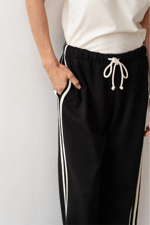 Eco-Terry Stripe Crop Pant - Jet