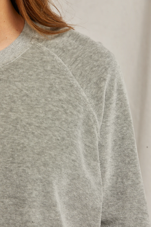 Stella Velour Shrunken Raglan - Heather Grey