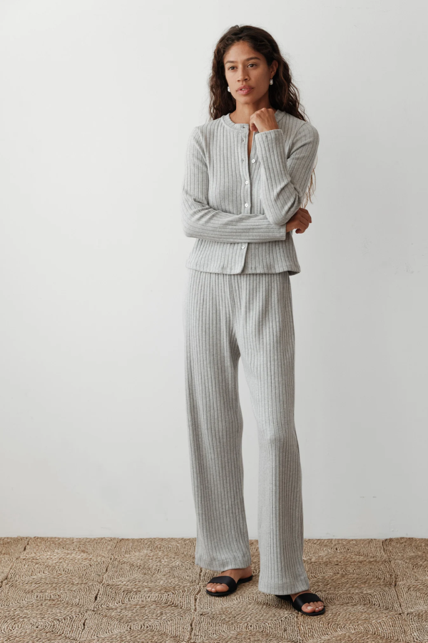 Sweater Rib Simple Pant - Heather Grey