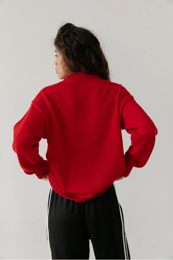 Cotton Cashmere Crewneck Sweater - Tomato