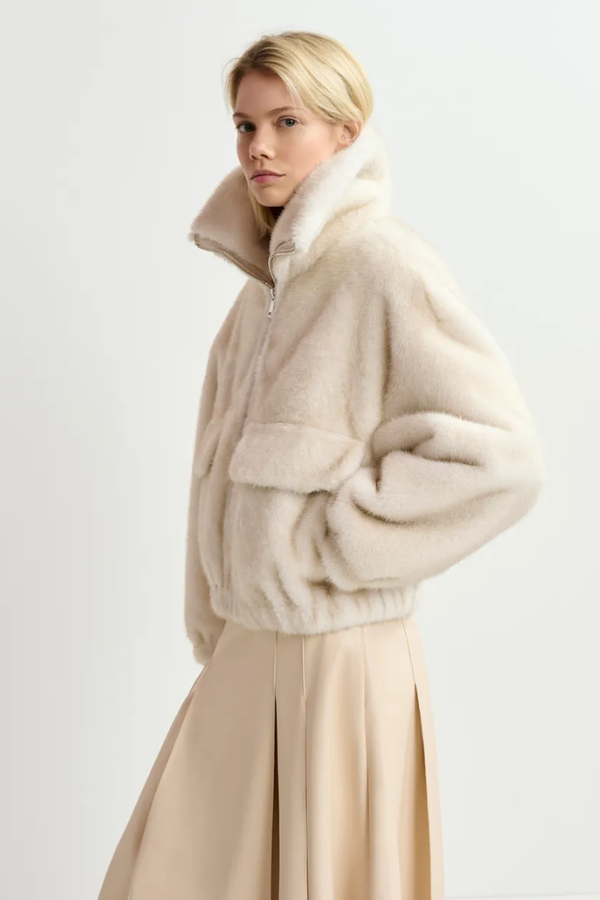 Genz Faux Fur Jacket - Ecru