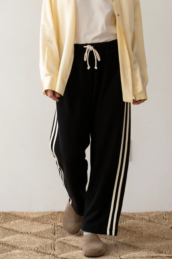 Eco-Terry Stripe Crop Pant - Jet