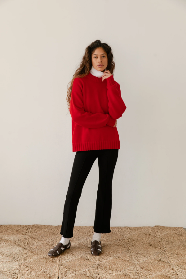 Cotton Cashmere Crewneck Sweater - Tomato