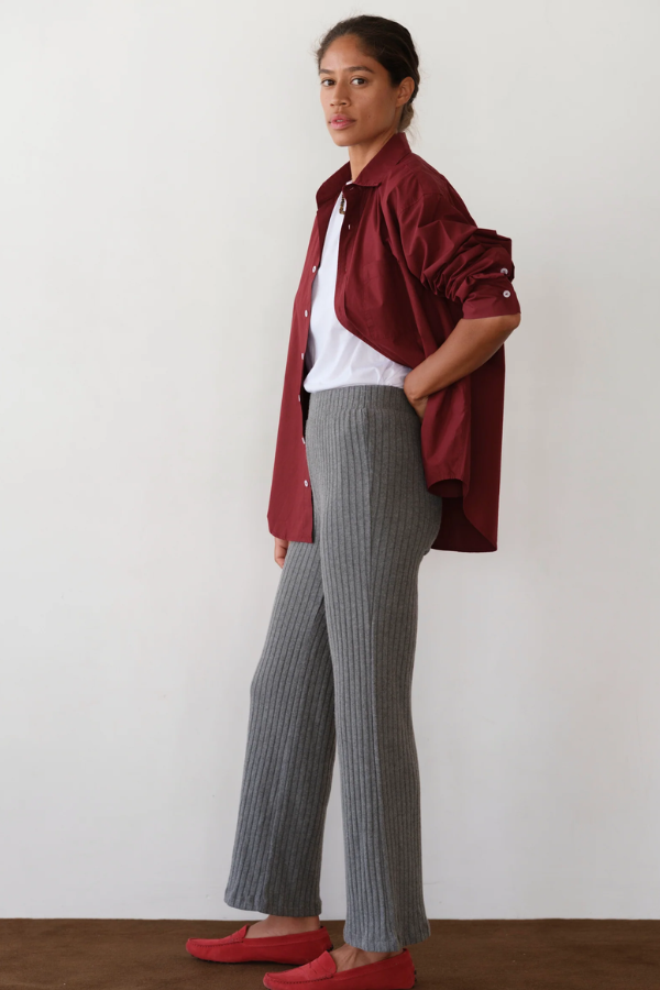 Sweater Rib Kick Flare - Charcoal Grey