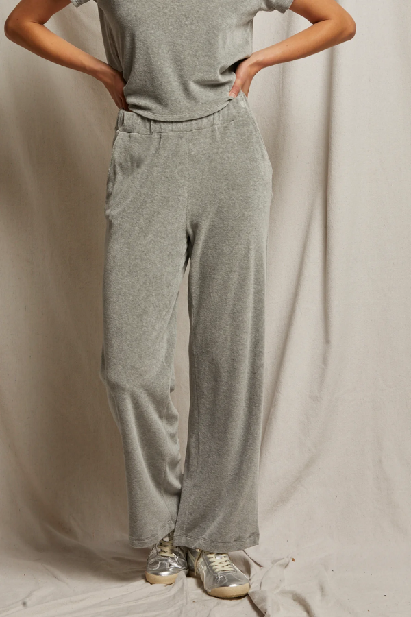 Holly Velour Sweatpant - Heather Grey