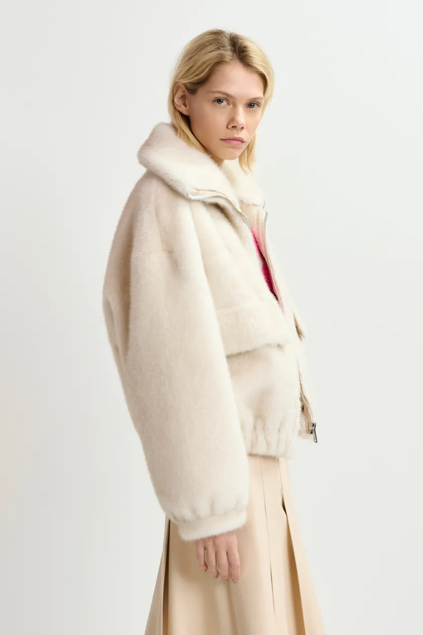 Genz Faux Fur Jacket - Ecru