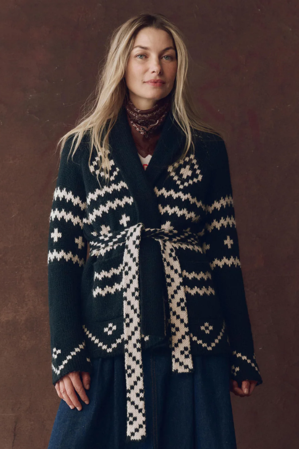The Reversible Shepherd Cardigan-Navy and Cream