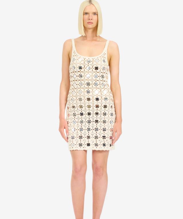 Gypset Crochet Mirrored Dress- Natural
