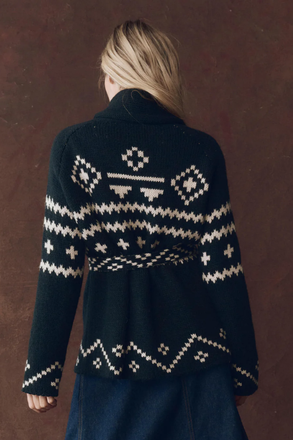The Reversible Shepherd Cardigan-Navy and Cream
