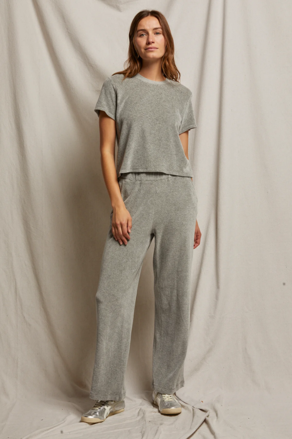 Holly Velour Sweatpant - Heather Grey