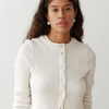 Sweater Rib Cardigan- Creme