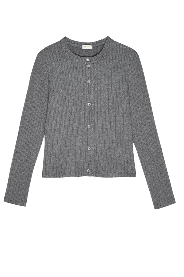 The Sweater Rib Cardigan- Charcoal Grey