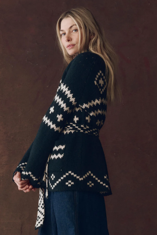 The Reversible Shepherd Cardigan-Navy and Cream