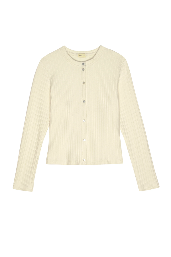 Sweater Rib Cardigan- Creme