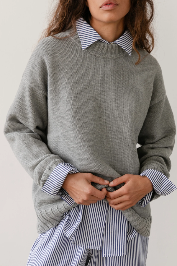 Cotton Cashmere Sweater - Heather Grey