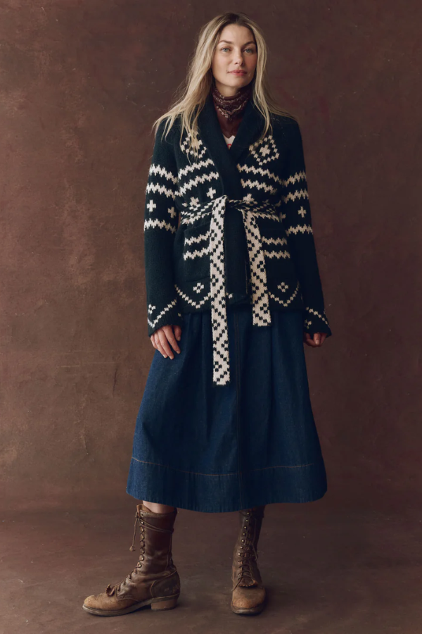 The Reversible Shepherd Cardigan-Navy and Cream