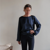 Sweater Rib Kick Flare - Navy