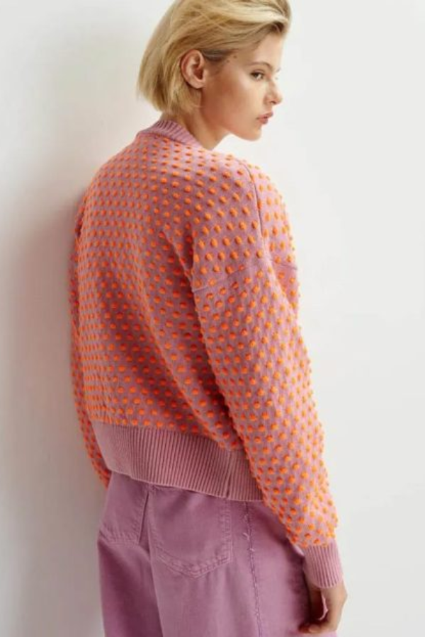 Jacquard knit Cardigan- Polka Dot