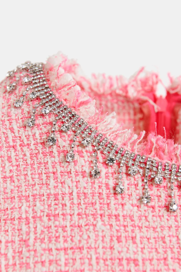 Sleeveless Top with Sequin Neckline