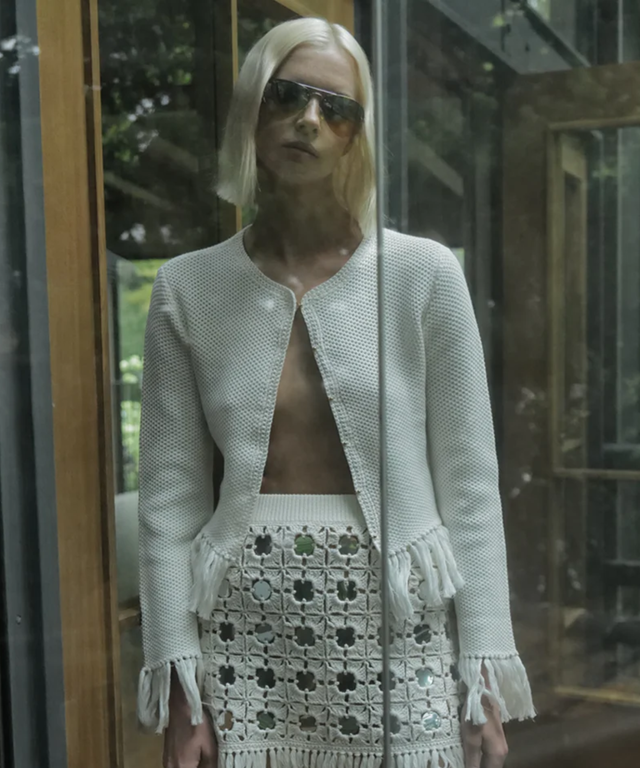 Mirrored Mini Skirt- Natural
