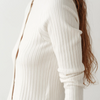 Sweater Rib Cardigan- Creme