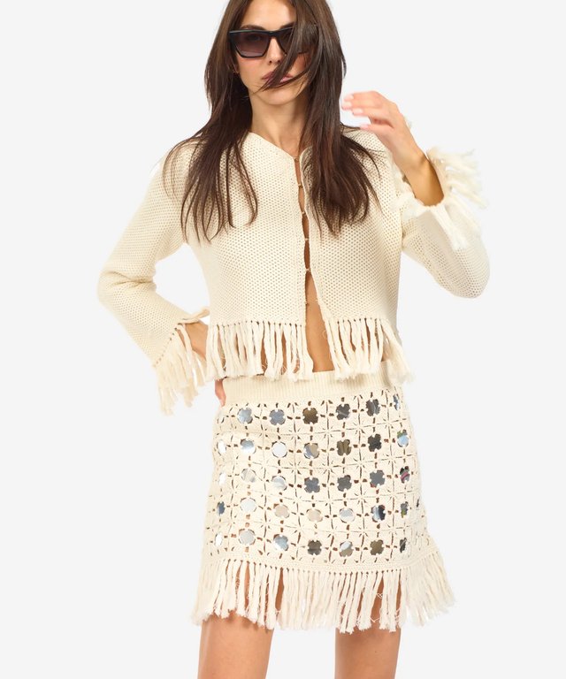 Mirrored Mini Skirt- Natural